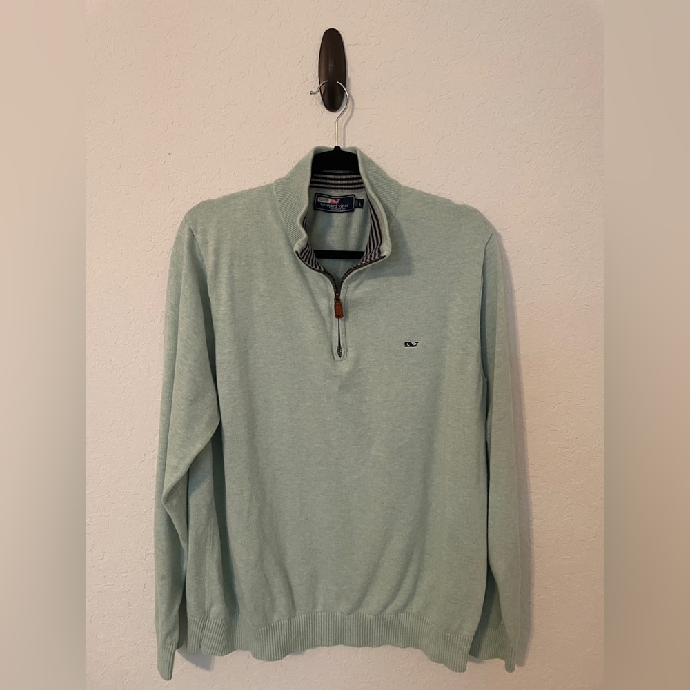 Vineyard Vines Light Green Zip Up Sweater